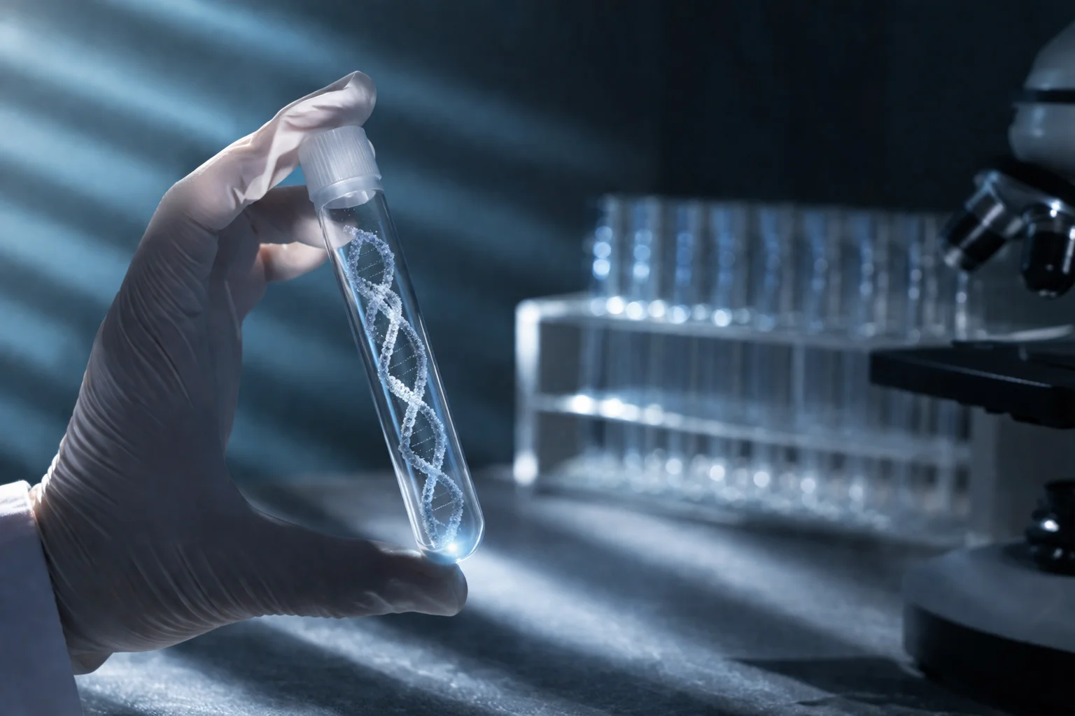 Analyzing DNA sample in laboratory
